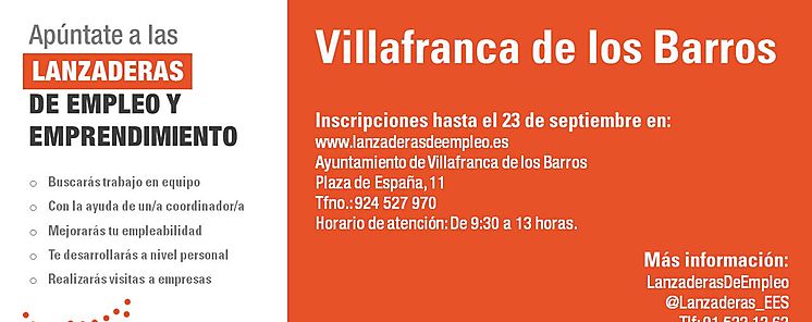 Villafranca de los Barros contar en octubre con una Lanzadera de Empleo 