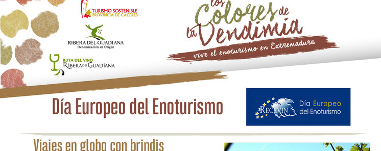 Cartel informativo sobre la celebracin del Da Europeo del Enoturismo por la denominacin de origen Ribera del Guadiana