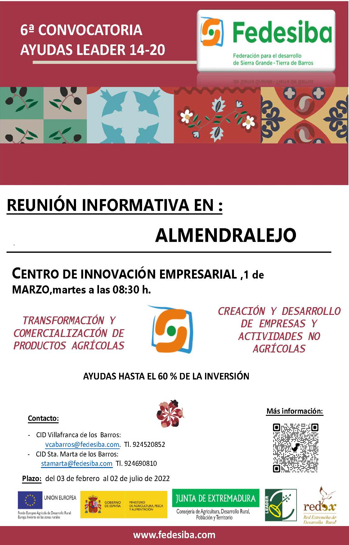 SESIÓN INFORMATIVA AYUDAS LEADER FEDESIBA ALMENDRALEJO 