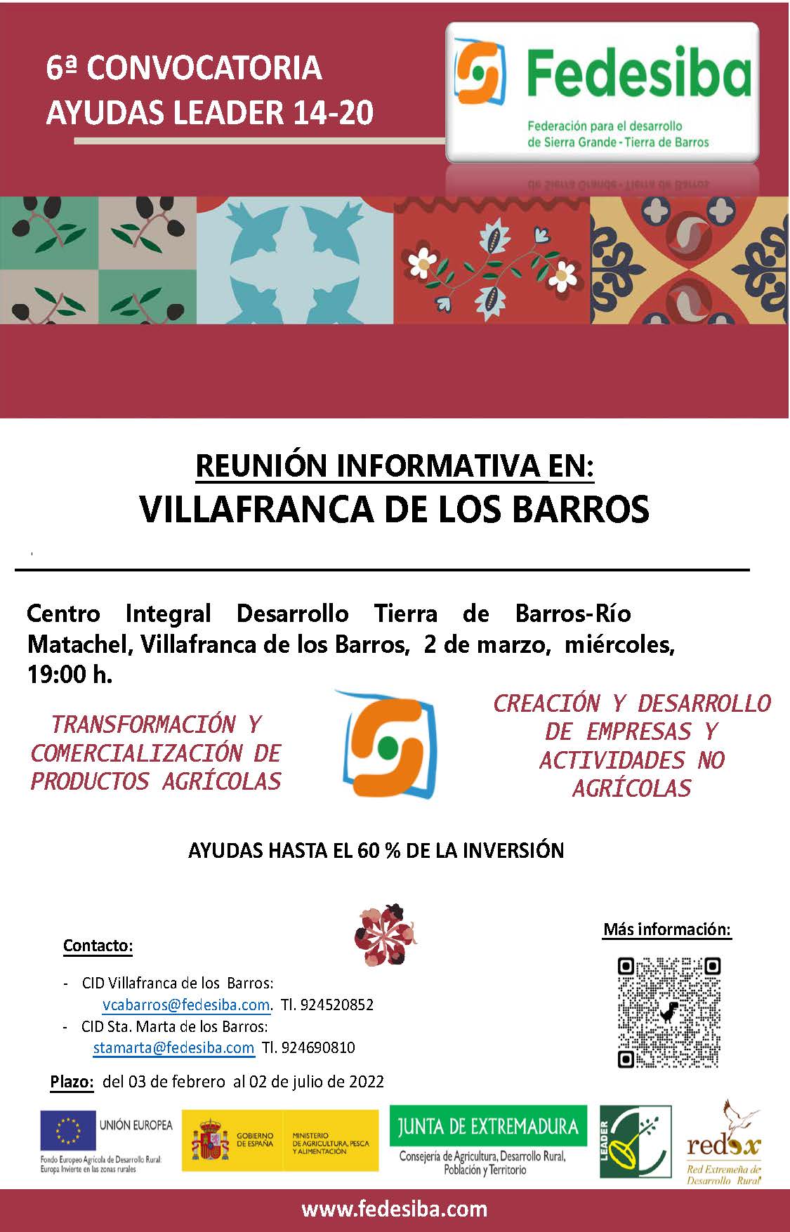 SESIÓN INFORMATIVA AYUDAS LEADER FEDESIBA VILLAFRANCA DE LOS BARROS 