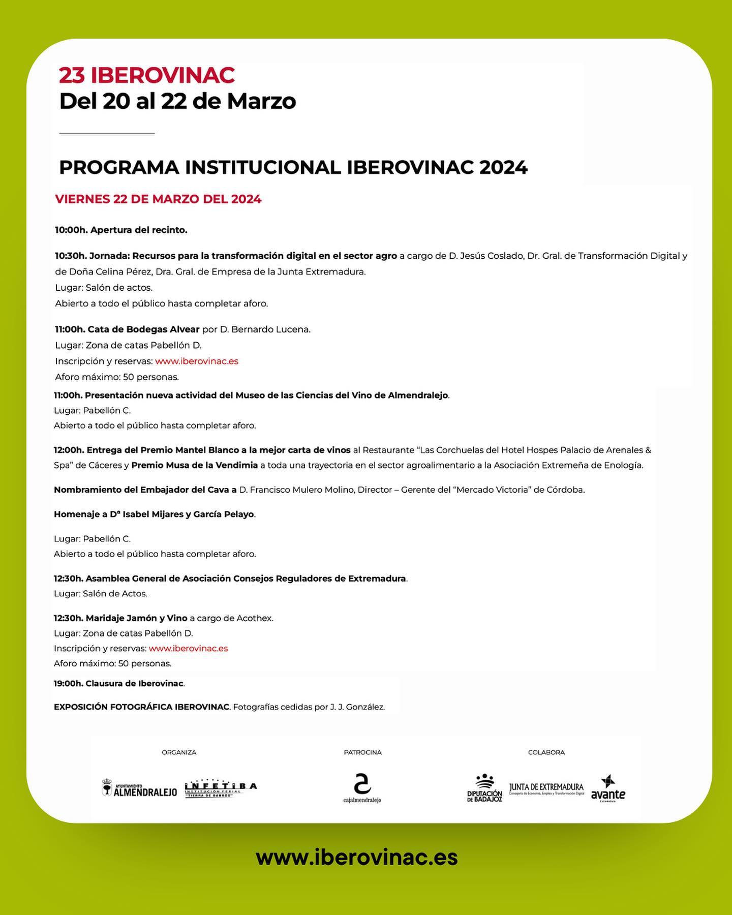 FEDESIBA estará presente en la IBEROVINAC 2024 de Almendralejo.